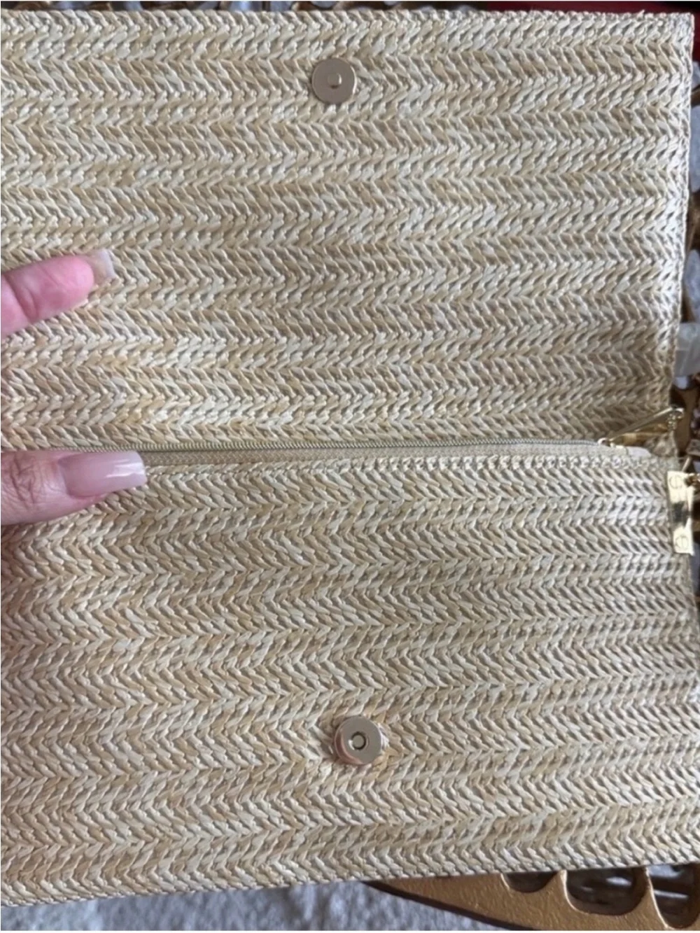 Dior Straw Tote in Beige with Gold Chain Detail
